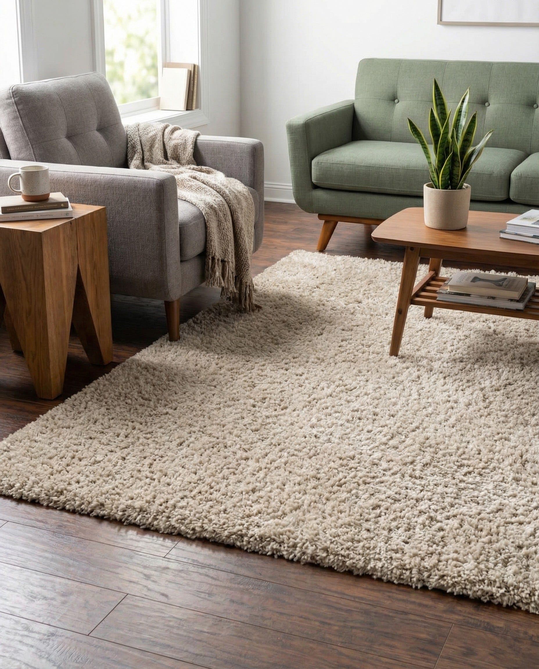 Amazon.com: Rugs.com - Zermatt Shag Rug – 4' 1 x 6' 1 Linen Shag